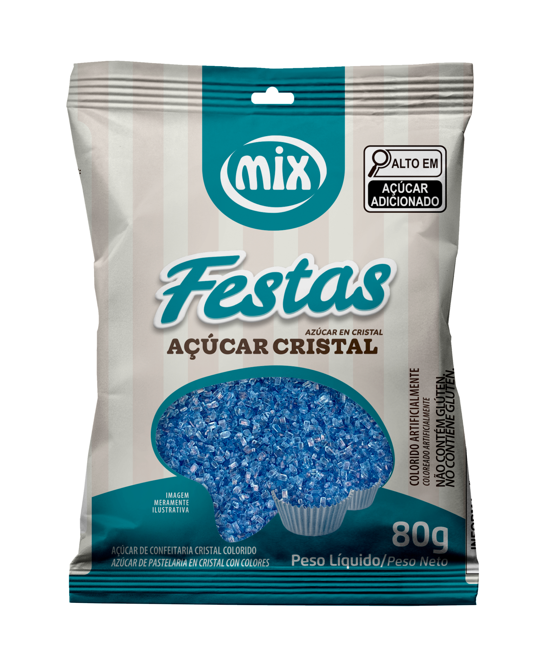 Açúcar Cristal Colorido - Azul, 80g