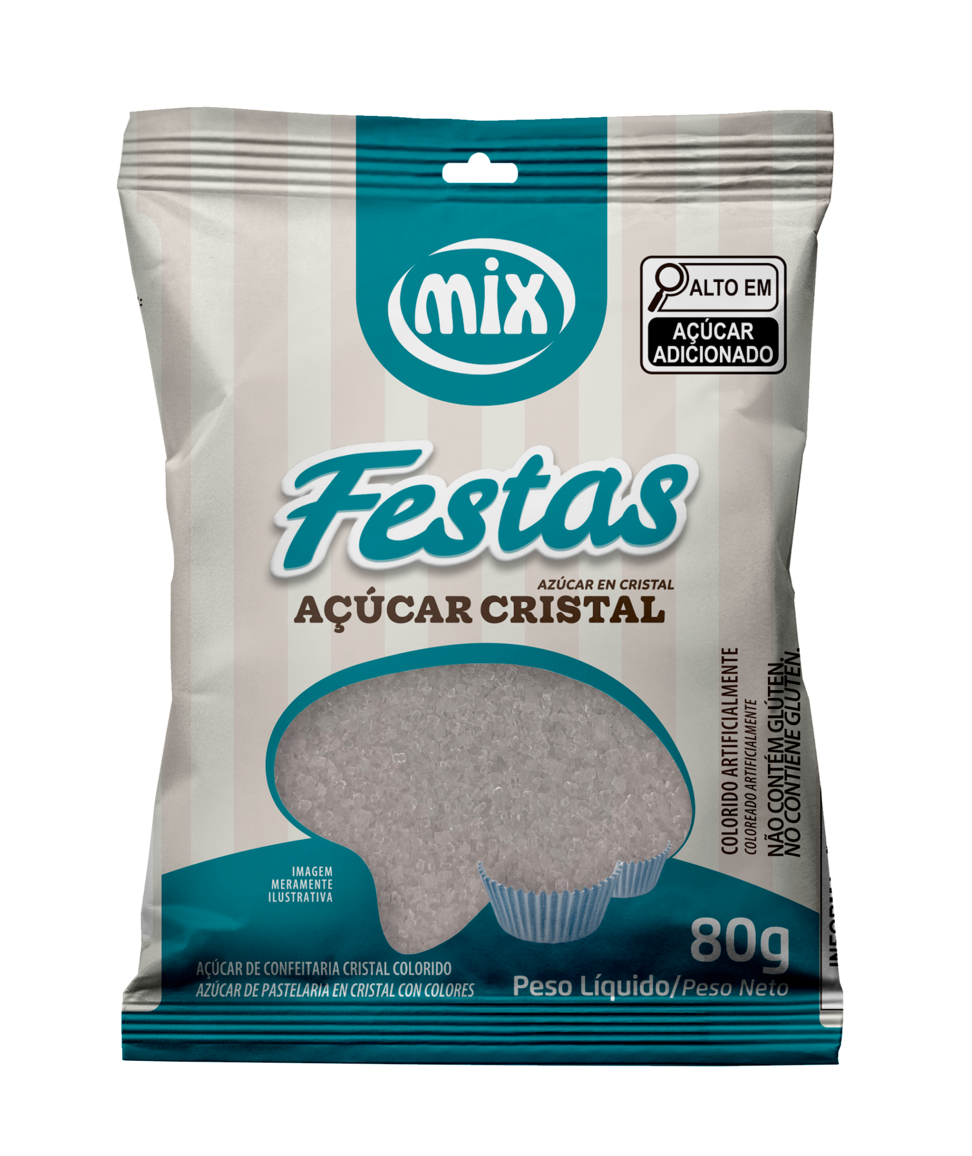 Açúcar Cristal Colorido - Incolor, 80g