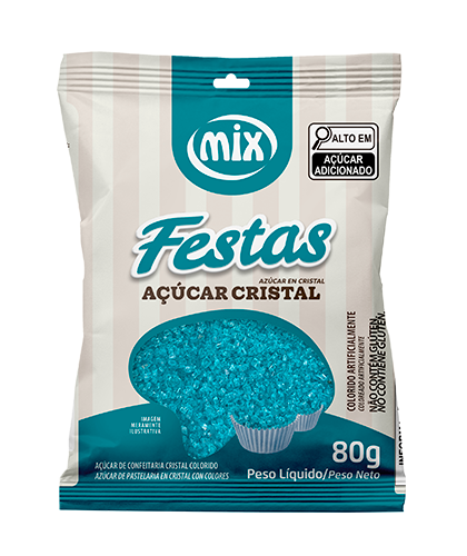 Açúcar Cristal Colorido - Azul Piscina, 80g