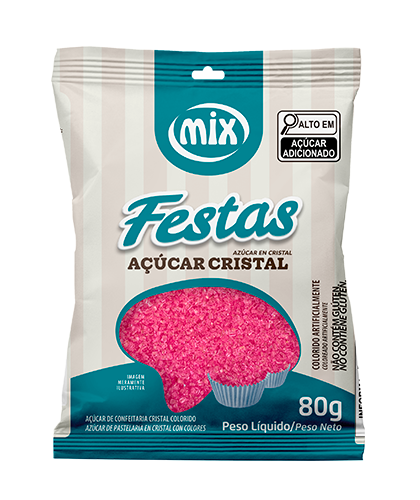 Açúcar Cristal Colorido - Rosa Melancia, 80g
